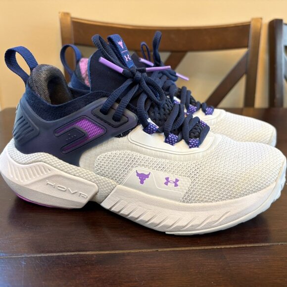 Under Armour Womens Project Rock 5 Disrupt Size 7 Athletic Shoes 3026207-102 - Picture 1 of 12